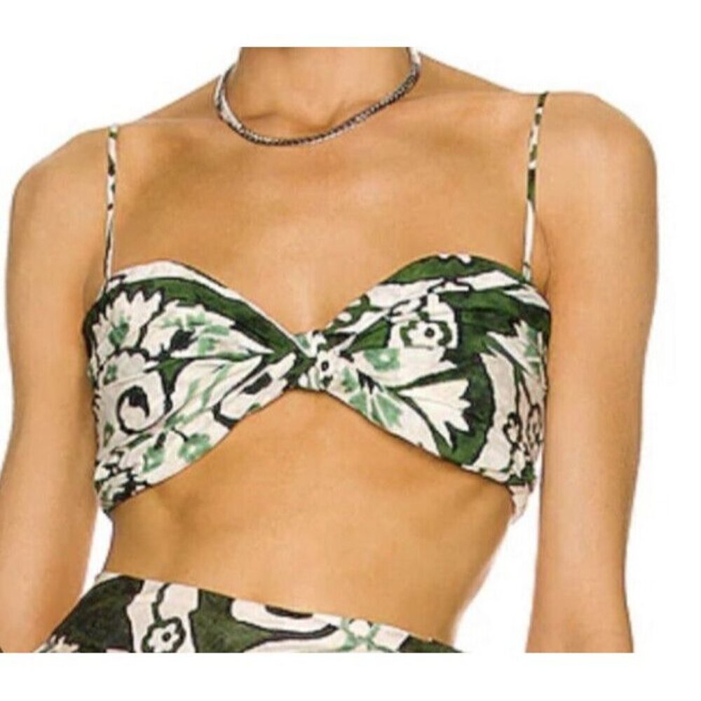 JOHANNA ORTIZ Sz 0 nature Crop Top Bra Tank Basil Green Pearl White Designer New